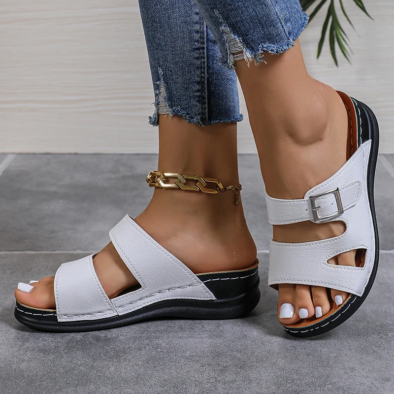 Lucyever 2024 Summer Women Wedge Sandals Premium Orthopedic Platform Slipper Woman Lightweight Anti-slip Casual Slides Shoes 43