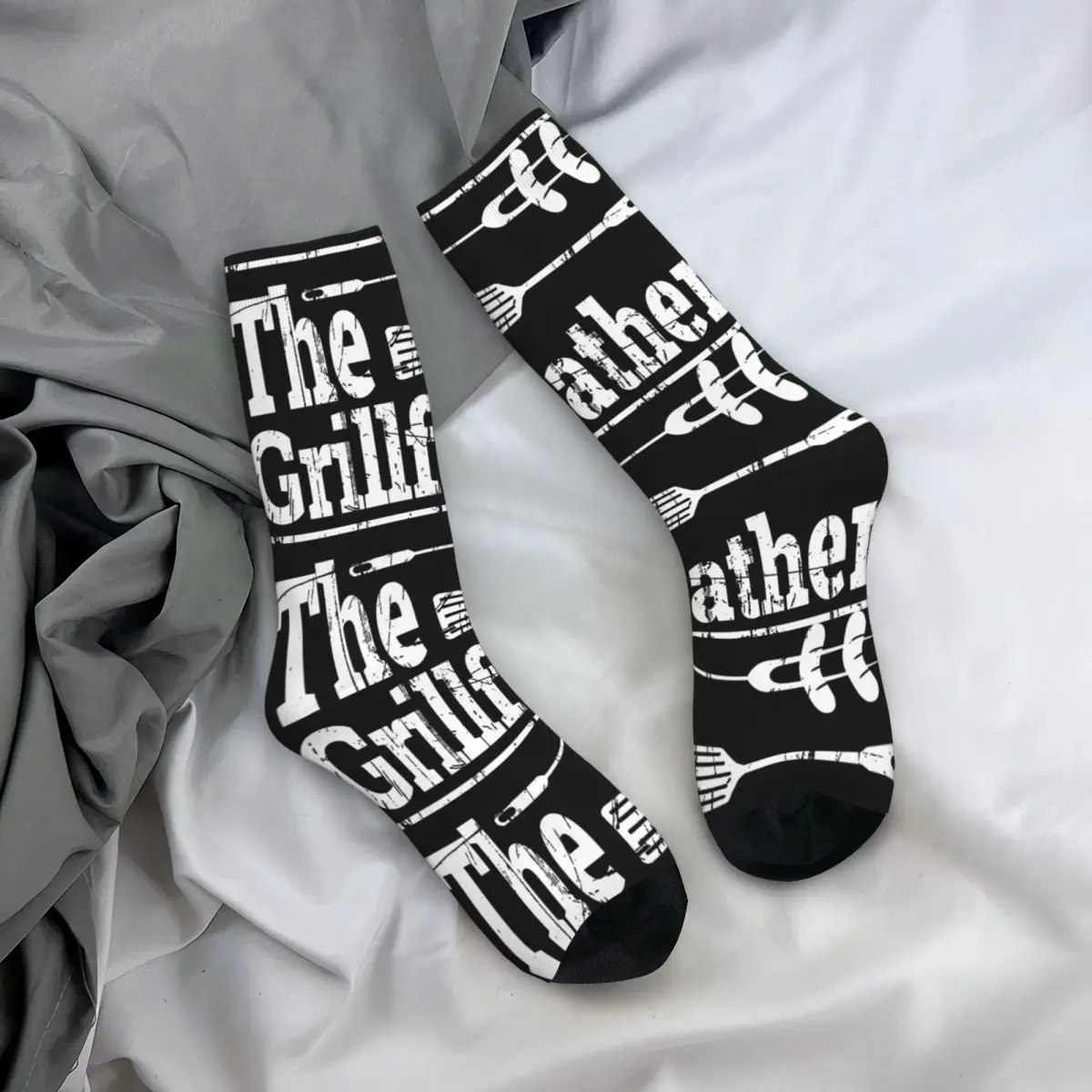 Chaussettes de Compression drôles pour hommes, super papa, Hip Hop, Harajuku Grill, père heureux, motif imprimé de qualité, chaussettes d'équipage décontractées pour garçons