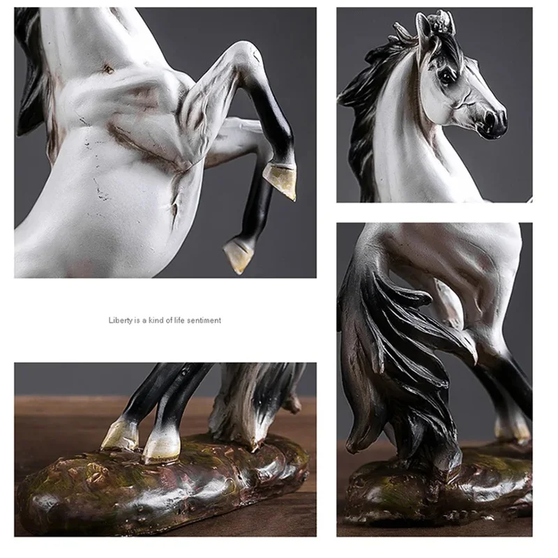 Imagem -03 - Resin Standing Fighting Horse Escultura Cavalo Estátua Figurinhas Decoração de Casa e Escritório Tabletop Decor Ornamentos 137 em