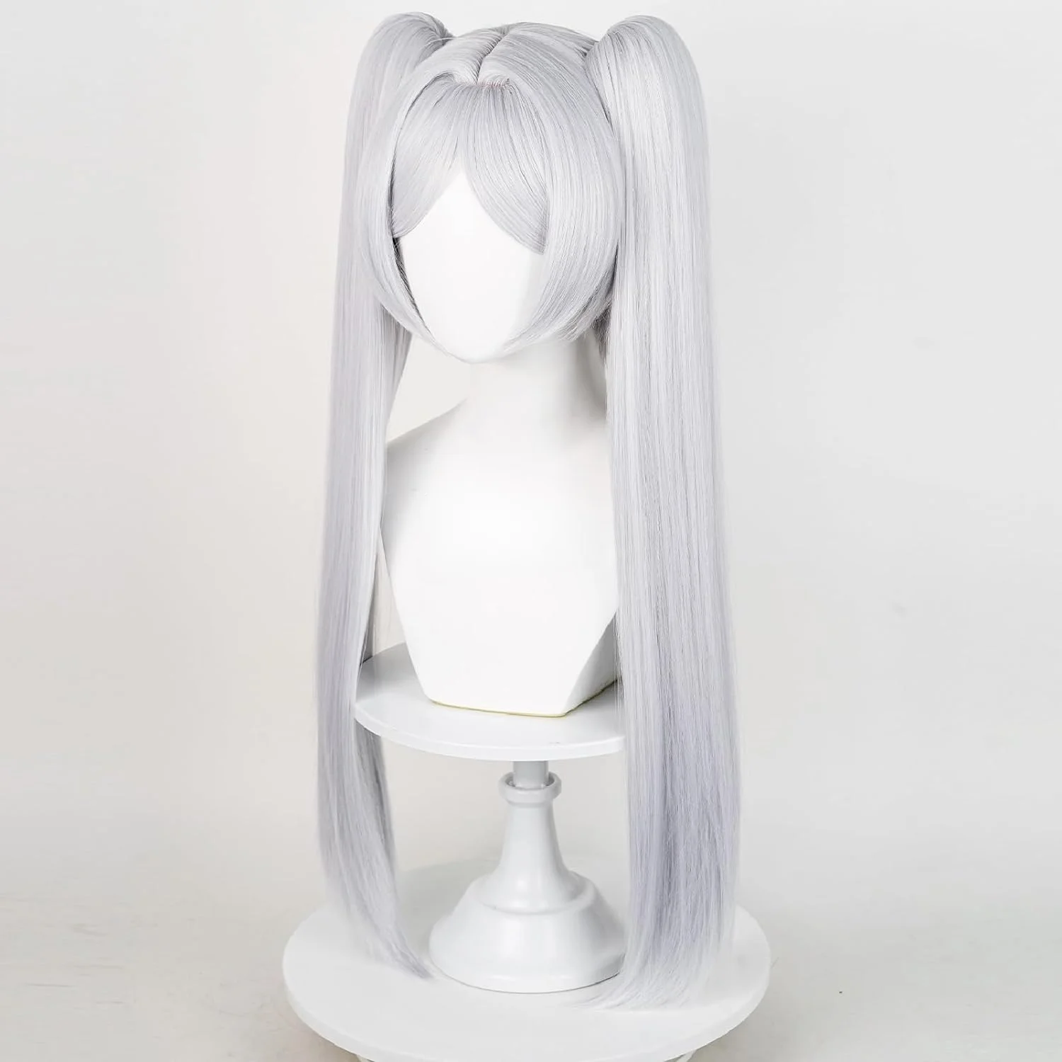 Frieren 코스프레 가발 긴 실버 화이트 가발 포니 테일 Frieren Beyond Journey's End 할로윈 크리스마스 의상 파티