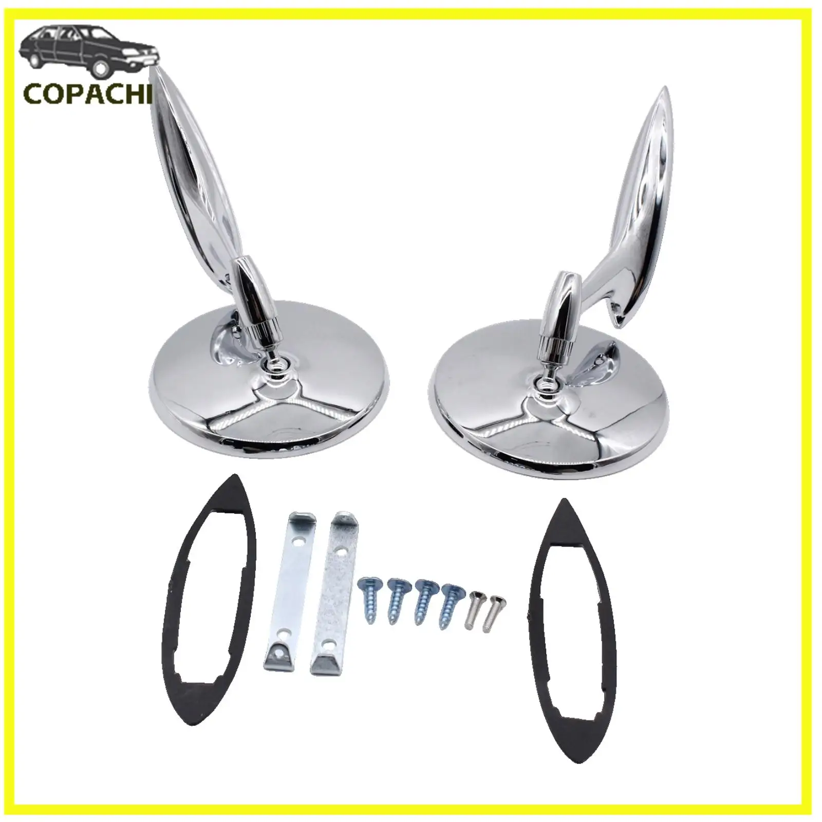 

2PCS Round Outside Rearview Mirrors Ribbed Base 654394765672 For Chevy Chevelle Impala Nova 1963-1965 Car Interior Accessories