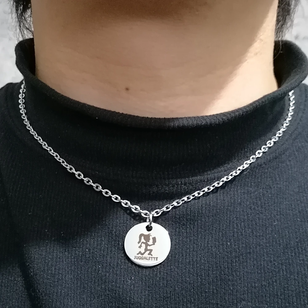 Silver Polished ICP Classic Hatchetman Charms Juggalo Stainless Steel Pendant Necklace 24''