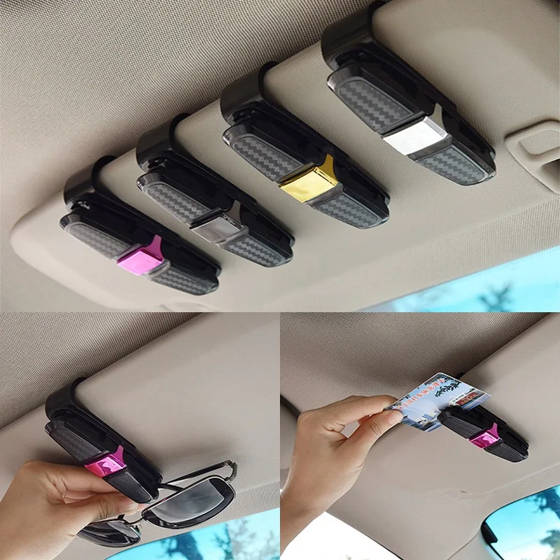 Car Glasses Case Auto Sun Visor Glasses Holder Universal Eyeglasses Sunglasses Clip Card Ticket Holder Car Interior Accessories