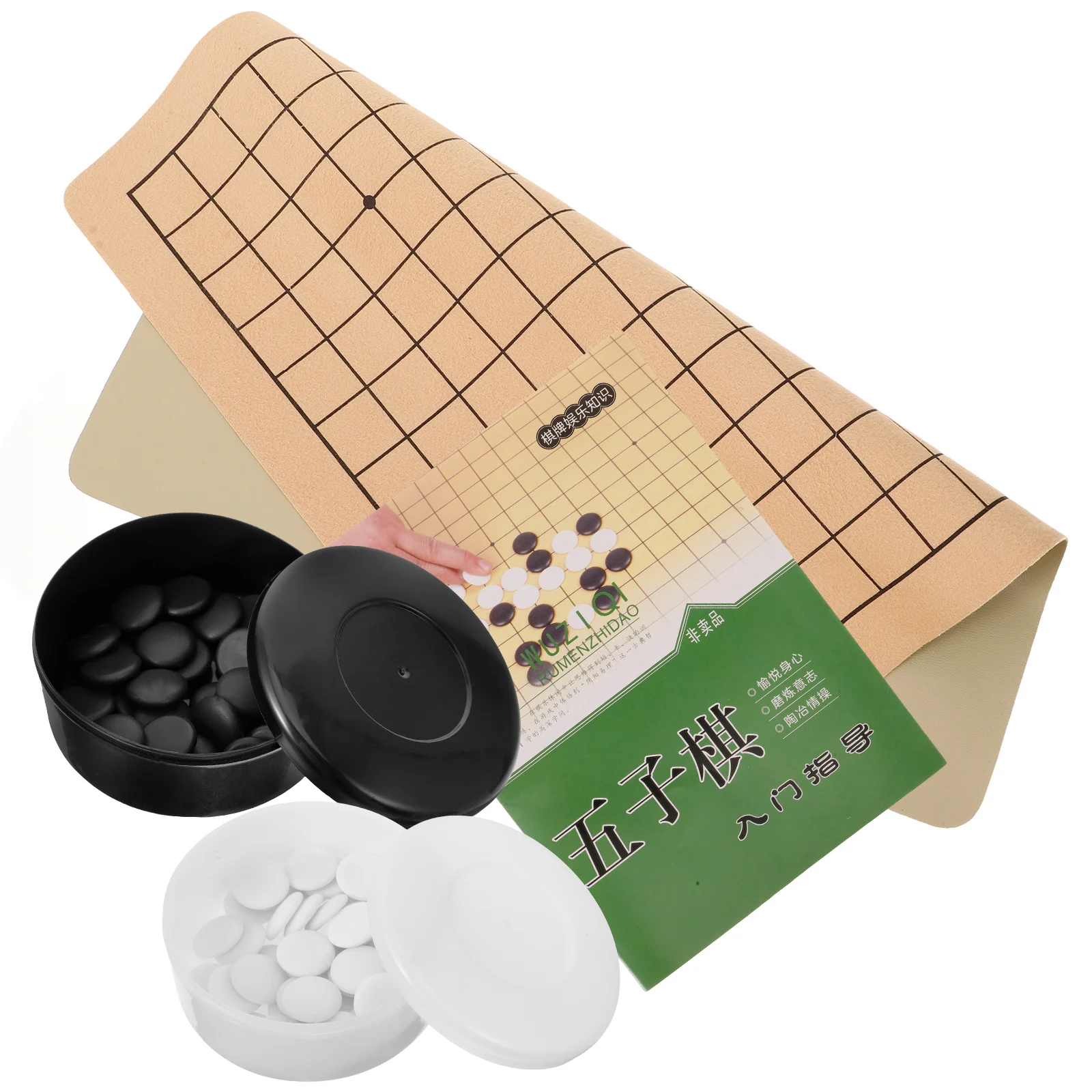 

1 Set Go Chess Suit Wooden Board Game Kids Toy Portable Training Kit Desktop Educational Child Toy Black White Stones Foldable