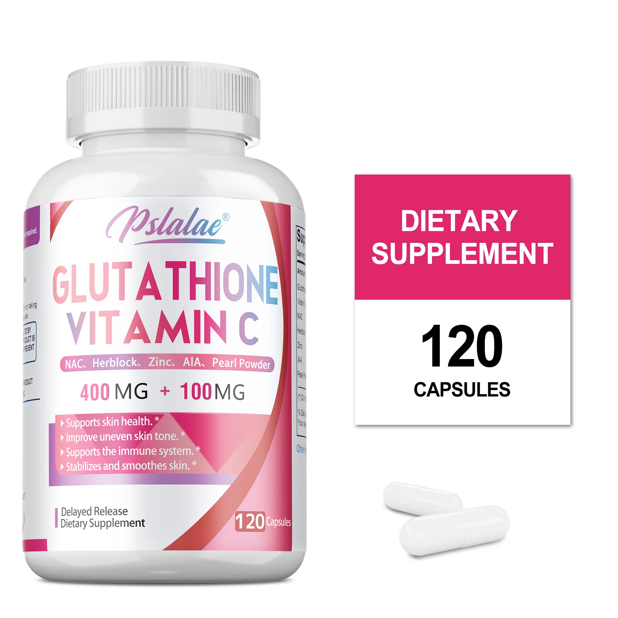 

Glutathione & Vitamin C Supplement - Antioxidant, Improve Dull Skin Tone, Smooth and Firm Skin, Promotes Collagen Production