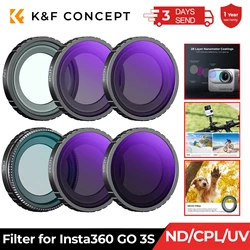 K&F CONCEPT Action Camera Filter for Insta360 GO 3S Camera CPL UV ND8 ND16 ND32 ND64 28 Multi-Layer Coated Filters Kits Optional