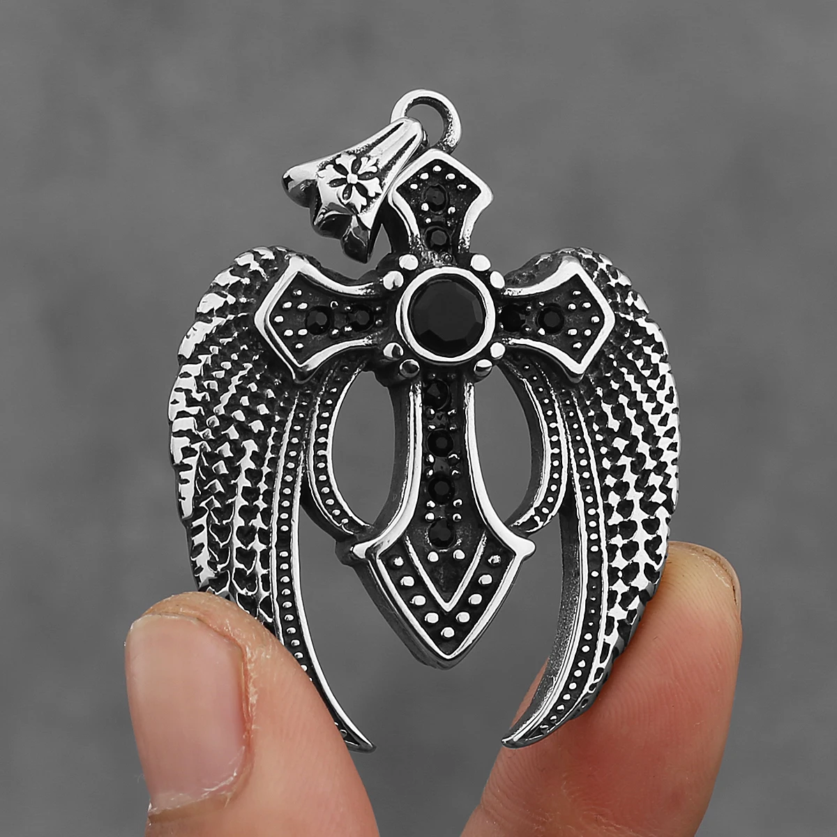 Cross Angel Wings Stainless Steel Pendant Men and Women Punk Charm Necklace Send Friends Gift Fashion Jewelry Wholesale