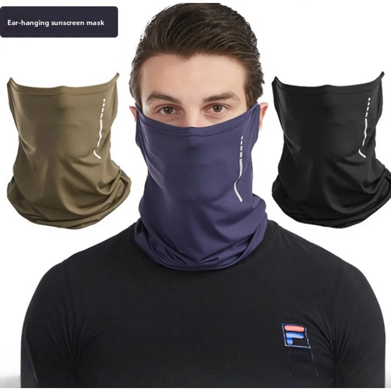

Hiking Motorcycle E-Bike Cycling Face Mask Windproof Ear-Hanging Face Cover Gini Ice Silk Sun Protection Scarf Sports UV Protect