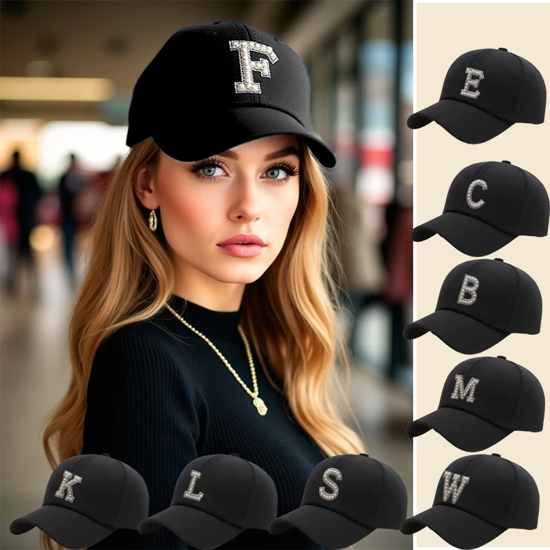 1 Pc Pearl Letter A-Z Women's Couple Woman's Stylish Baseball Cap New Design Casual Street Versatile Sun Protection Visor Hat Br