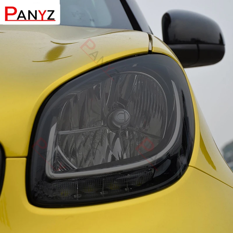 For Smart Fortwo 453 2016-Present Car Headlight Protective Film Smoked Black Tint Wrap Vinyl Transparent TPU Sticker