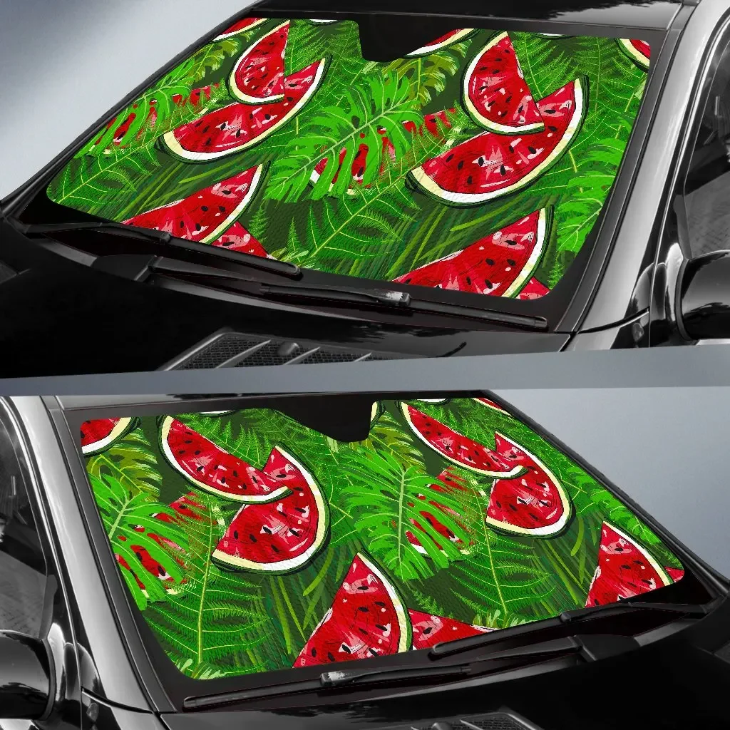 Tropical Leaf Watermelon Pattern Print Car Sun Shade