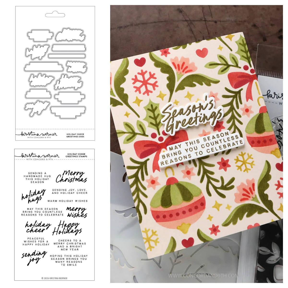 Weihnachtliche Grüße, dekorative Weihnachts- und immergrüne Motive, Metall-Stanzformen, DIY-Kartenherstellung, Papier, Concord & 9. September 2026