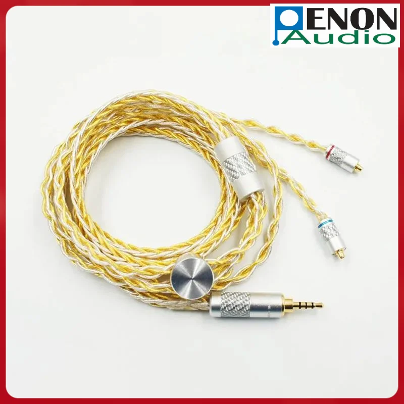 PENON GS849 8 Shares Gold & Silver Mixed Braided MMCX/2Pin 0.78mm HiFi Audiophile Earphone Replacement Cable IEM Upgrade Cable