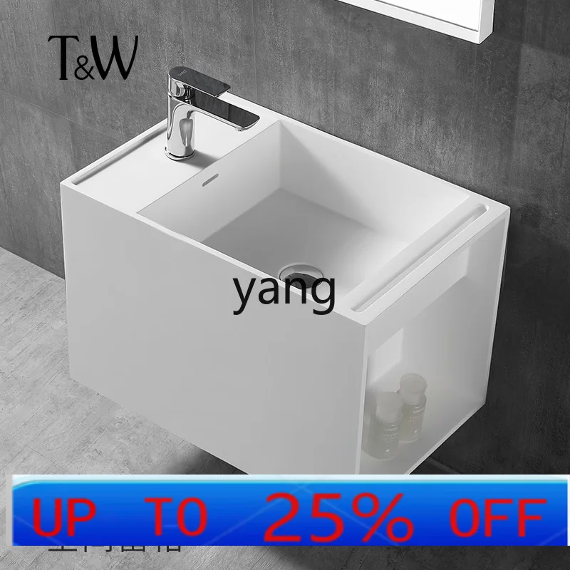 LHH artificial stone hanging basin small bathroom hand washing household wall-mounted light luxury simple hand washing basin