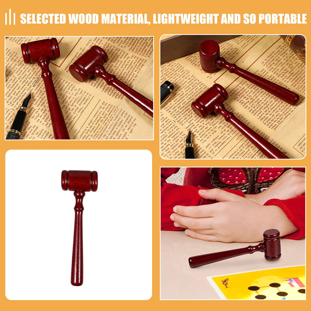 

2pcs Judge Hammer Red Wood Gavel for Auction Sale Birthday Gifts Toy Wooden Mallet Prop Costumes Accessories
