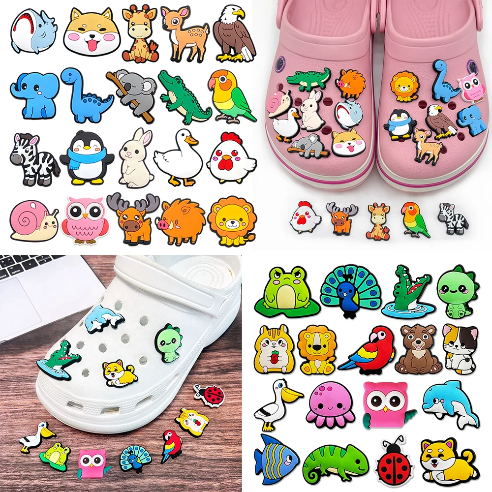 

Random 50/100pcs Cute Animal Shoe Charm Cartoon for Shoe Accessories Dreations for Sandals Sneaker Classic Clog Kids X-mas Gifts