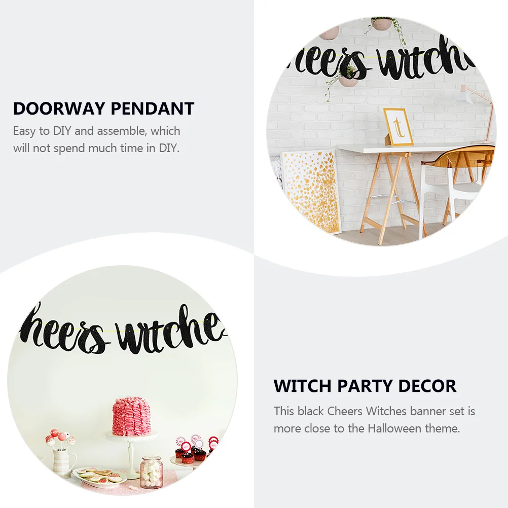 

3 Meters Cheers Witches Banner Halloween Party Supplies Indoor Outdoor Hanging Flags Haunted House Decor Halloween Garland Easy