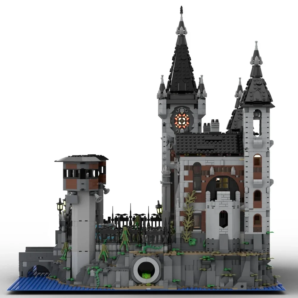 BuildMoc Retro Castle Modular Elizabeth Arkham Asylum Building Blocks Set Medieval Ghost House Bricks Toys For Children Kid Gift