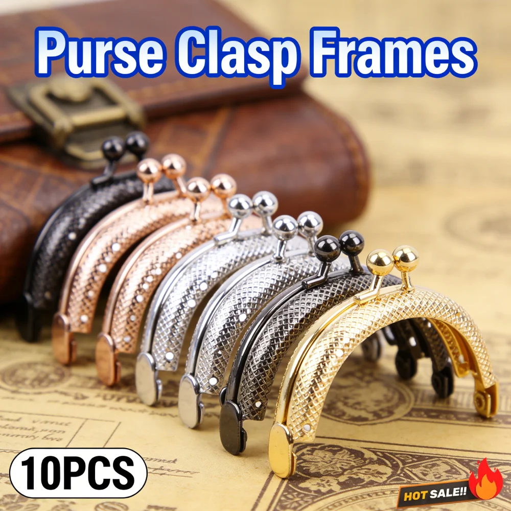 

Set of 10 Metal Purse Frame Kiss Clasp Lock for DIY Coin Bag Handle Sewing Craft Metal Purse Frame for DIY Crafts