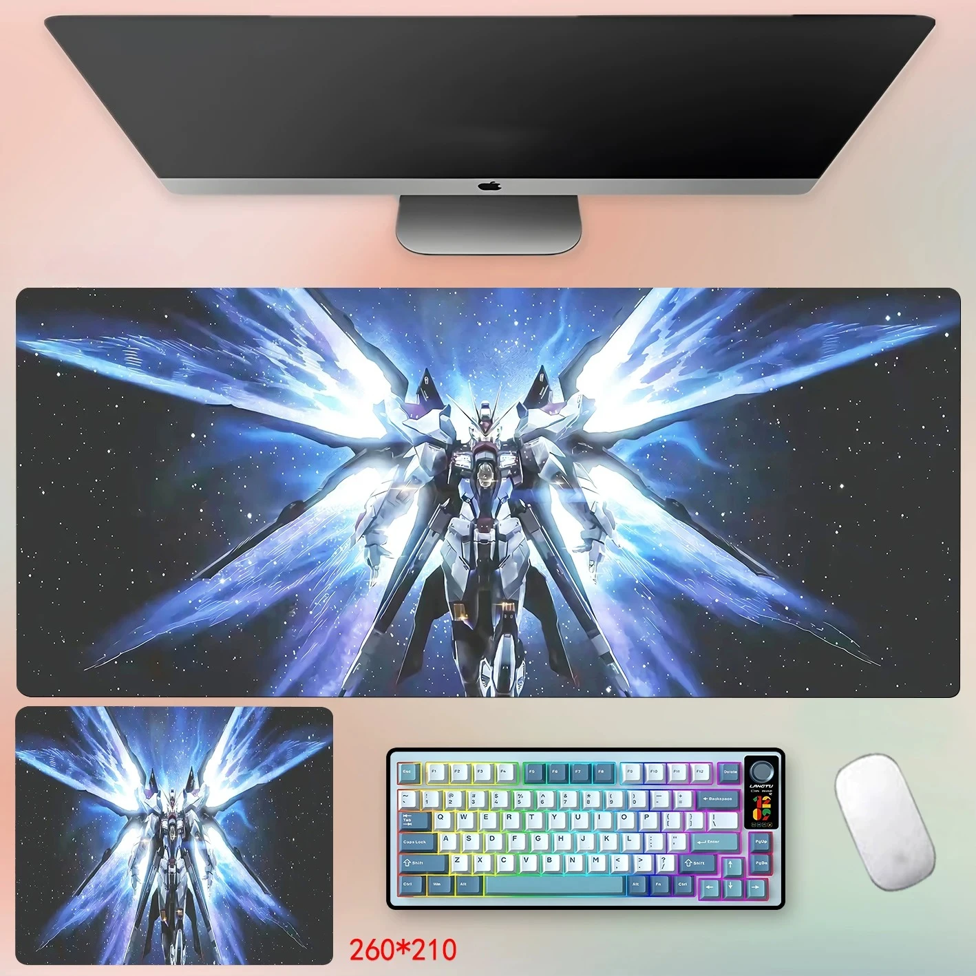 New Locking Edge Mobile Suit Gundam Animation Oversized Game Leather Mouse Pad Creative Office Computer Desk Pad Keyboard Pad