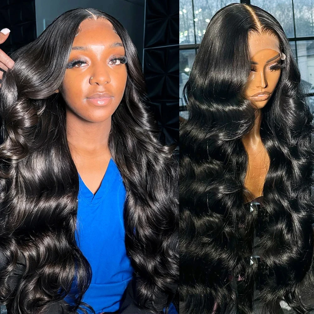 Body Wave Glueless Wigs Human Hair Pre Plucked Pre Cut 250% Density Drawstring Wig Human Hair Body Wave HD Lace Front Wigs Human Hair for Black Women Wear and Go Glueless Wig Natural Color image 2