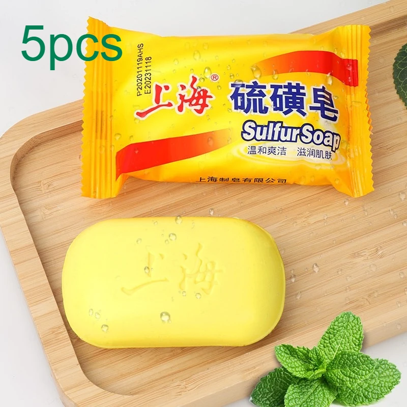 

5 шт. Шанхайское серное мыло унисекс для глубокой очистки ванны и мытья лица, очищающая батончик для рук и лица