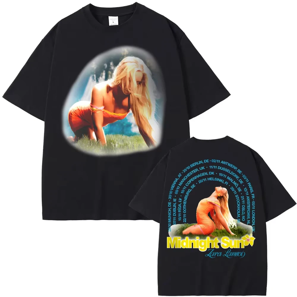 Camiseta Zara Larsson Novo Estilo Arch Photo Tour, Camiseta de Algodão de Alta Qualidade, Moda de Verão, Confortável
