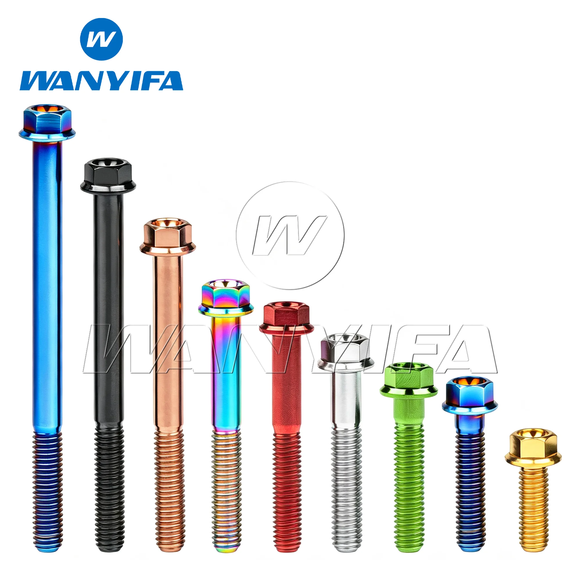 Wanyifa Titanium Bolts M5/M6x10 15 20 25 30 35 40 45 50 55 60 65 70 75 80 90 100mm Small Hex Head Flange Screw for Motorcycle