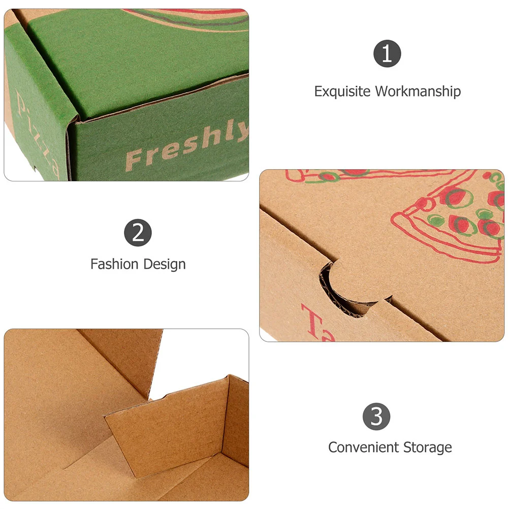 10 Pcs Pizza Box Take Out Container Holder Paper Boxes Wrapping Multi-function Portable for Party Storage Containers Bakery