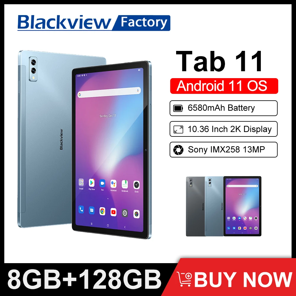 

Blackview Tab 11 8GB+128GB Tablet 10.36 Inch 2000x1200 2K Display Octa Core Android 11 Widevine 6580mAh Tablets PC Dual Wifi