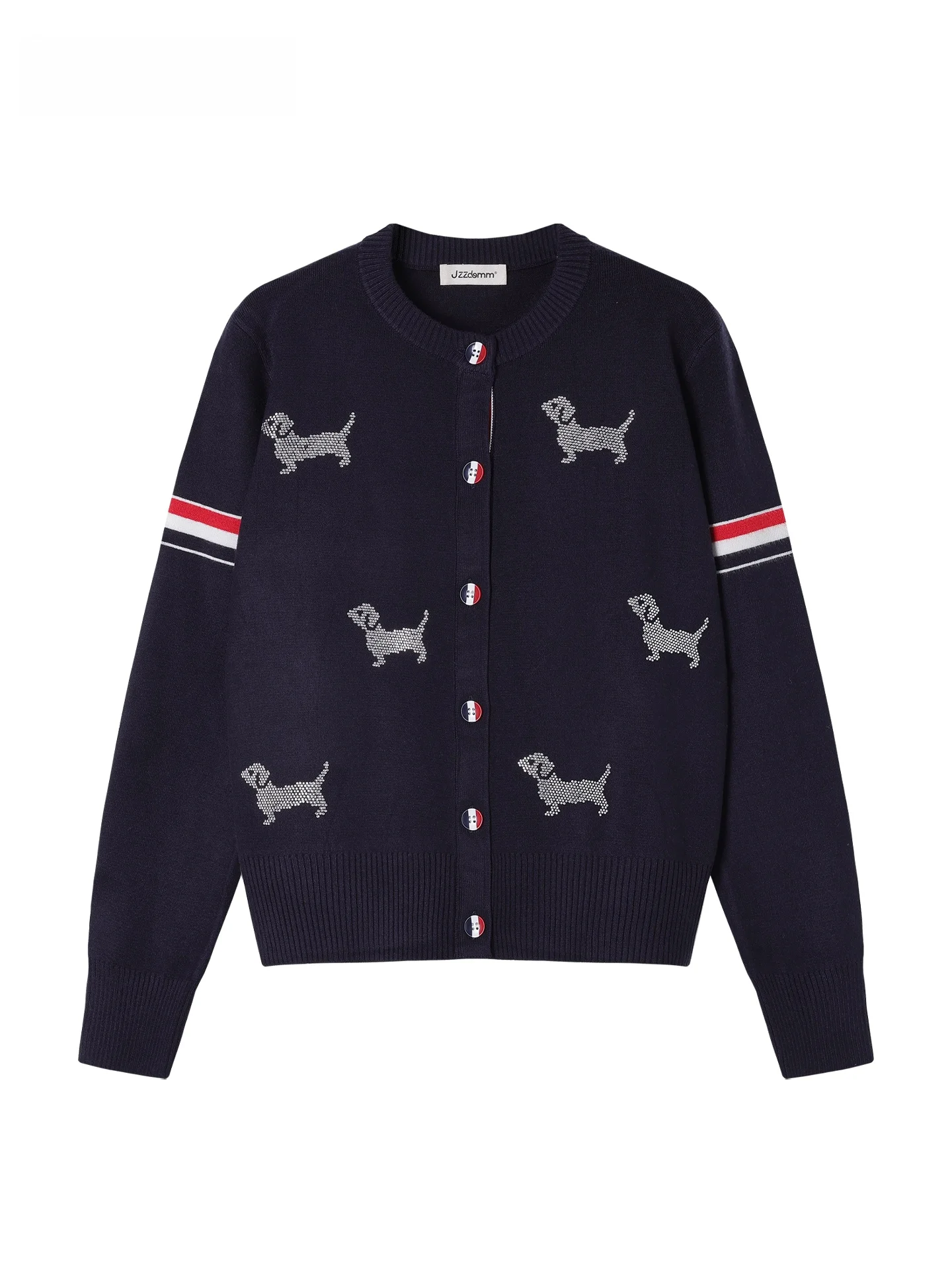 

JZZDEMM College Sle Embroidered round Ne Knitted Open Cardigan Loose Faionable Women's Sweater Jaet Soft Long Sve