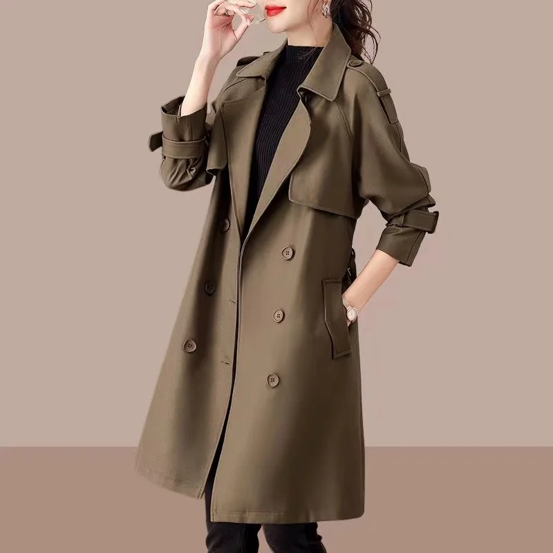 Spring Autumn Trench Coat Women 2024 New Korean Mid Long High-End Temperament Fashion Overcoat Windbreaker Female Outerwear