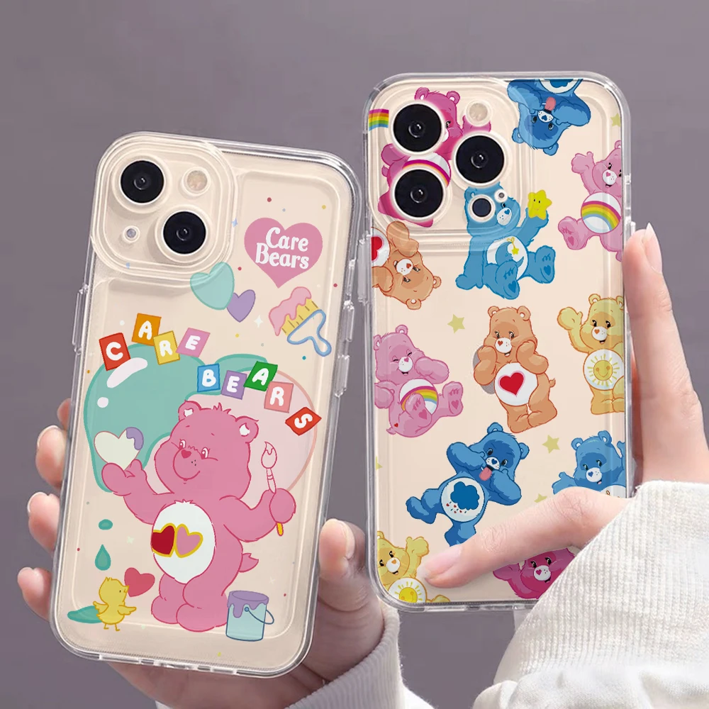 Cute Bear Rainbows Phone Case for Samsung Galaxy A73 A72 A71 A55 A54 A53 A52 A51 A50 A35 A33 A32 A24 A23 A13 A14 4G 5G Cover