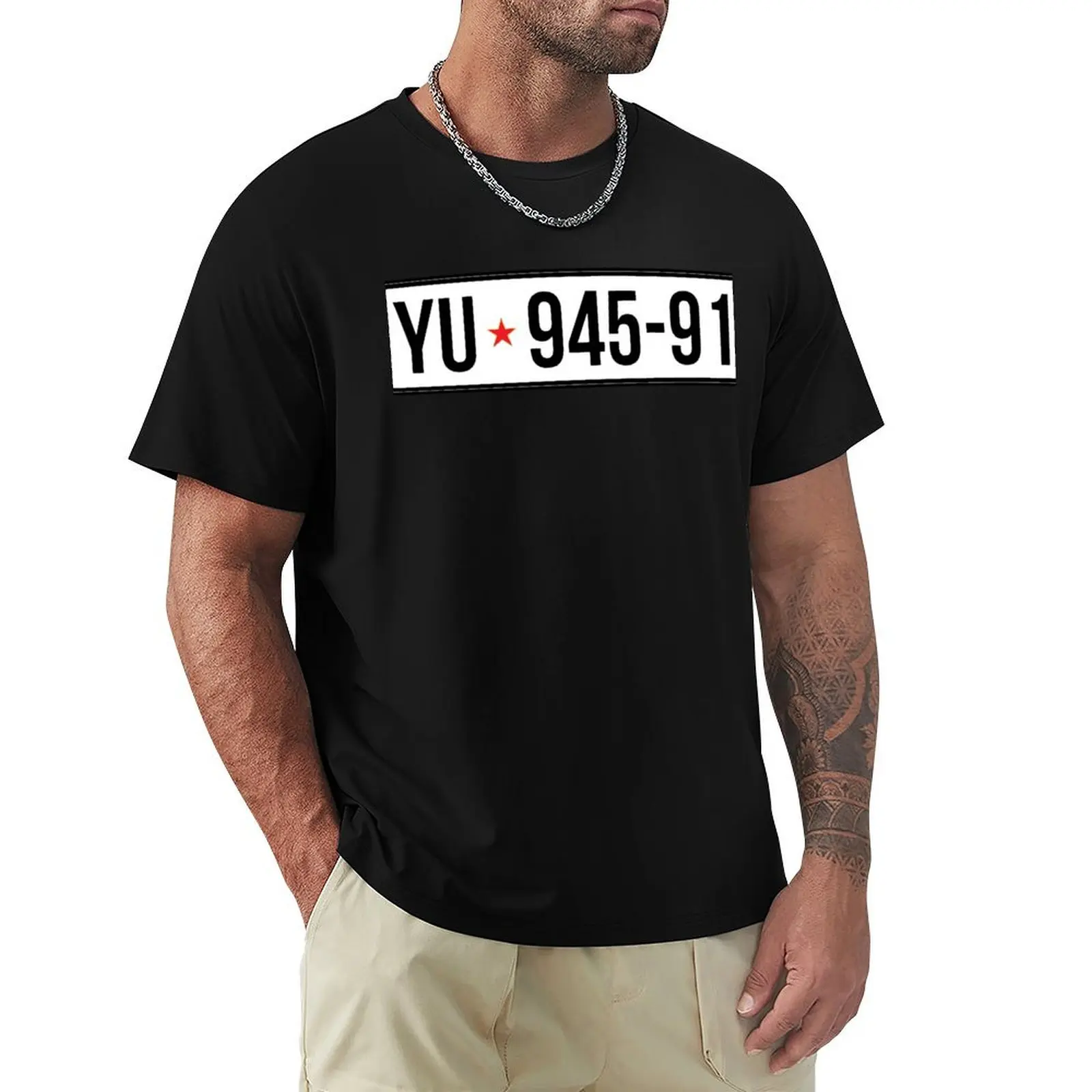 Ex Yugoslavia Jugoslavija SFRJ Auto Registracija Registration Plate T-Shirt Heavy Duty Casual Work Tee