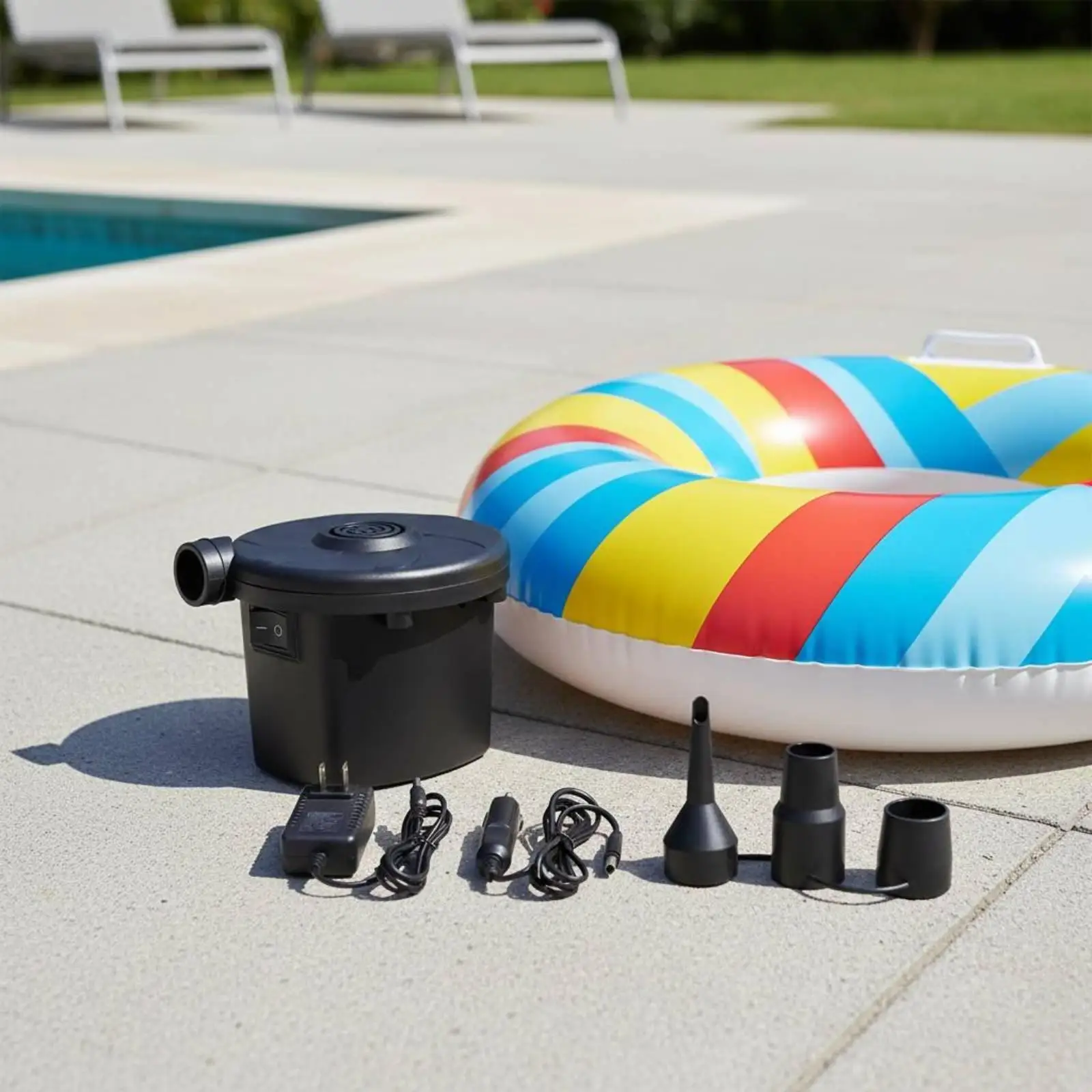 Quiet Electric Air Pump for Inflatable Pool Float Air Mattress Boat High Output Portable Plastic Body for Outdoor Adventure