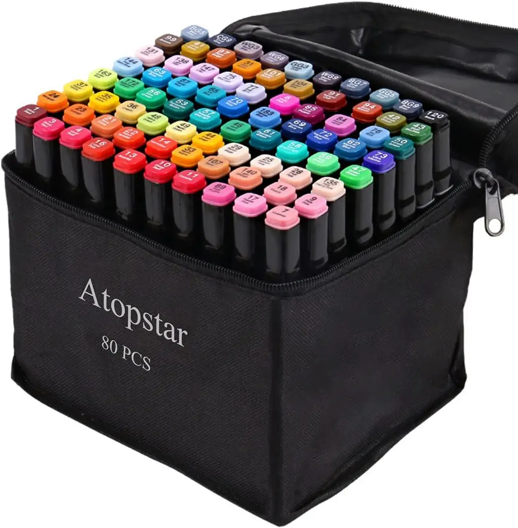 

80Colors Alcohol Markers Artist Drawing Art for Kids Dual Tip Adult Coloring Painting Supplies Perfect Boys Girls Students Adult