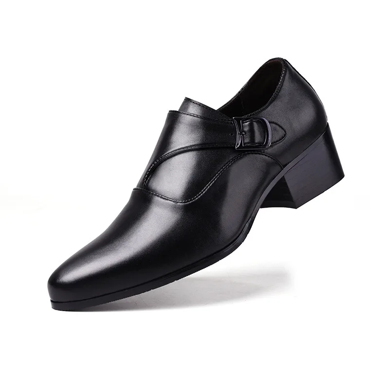 

Men's Leather Shoes Men Business Dress High Heels 6CM Heightening 8cm Men Shoes