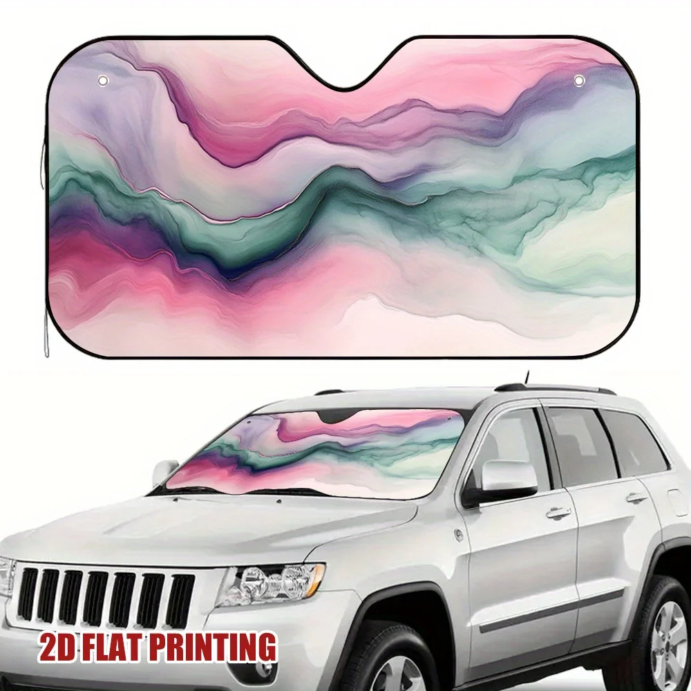 

1pc Ethereal Waves Car Sun Visor - 2D Flat Printing, Reduces Sunlight Intensity, Enhances Driving Comfort, Universal Fit For All