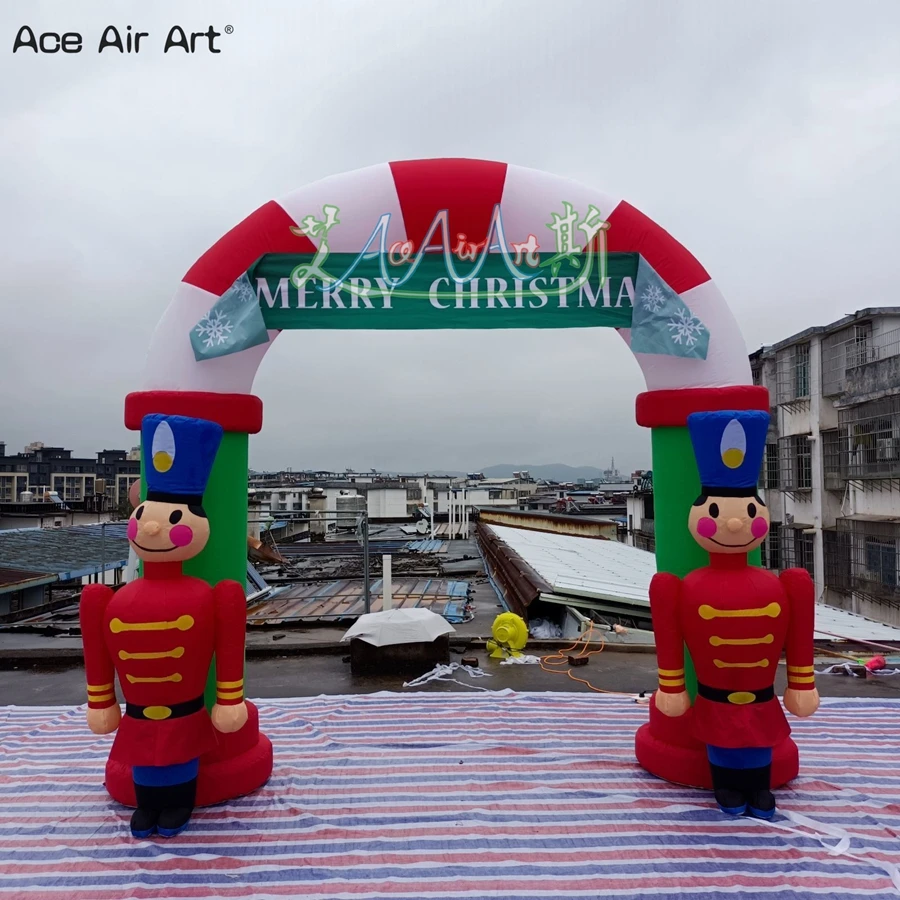 

Customized Colored Inflatable Military Christmas Arch,Festival Entrance Archway With Two Soldier Models For Sale