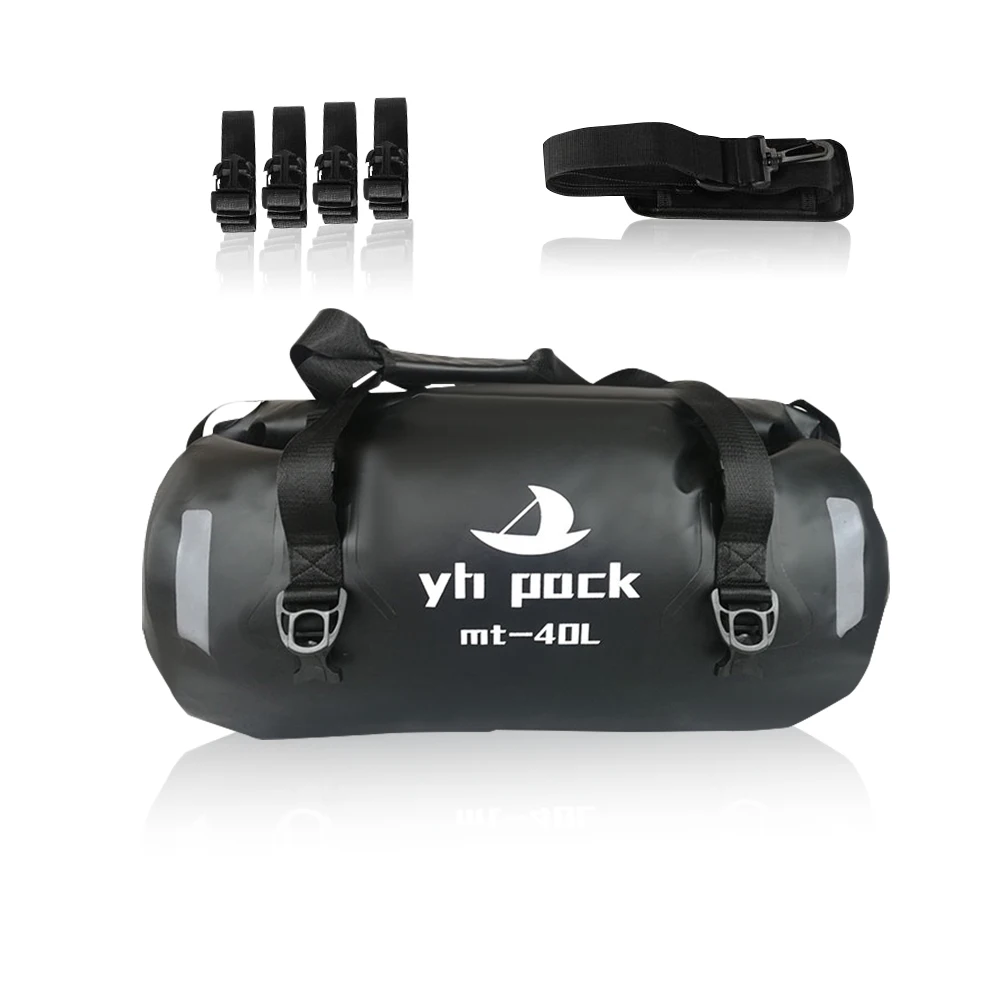 Borsa da coda impermeabile per moto Borsa da viaggio per bagagli asciutti per esterni Borsa da viaggio 40/66/80/90L Zaino per bagagli per moto Sedile per moto