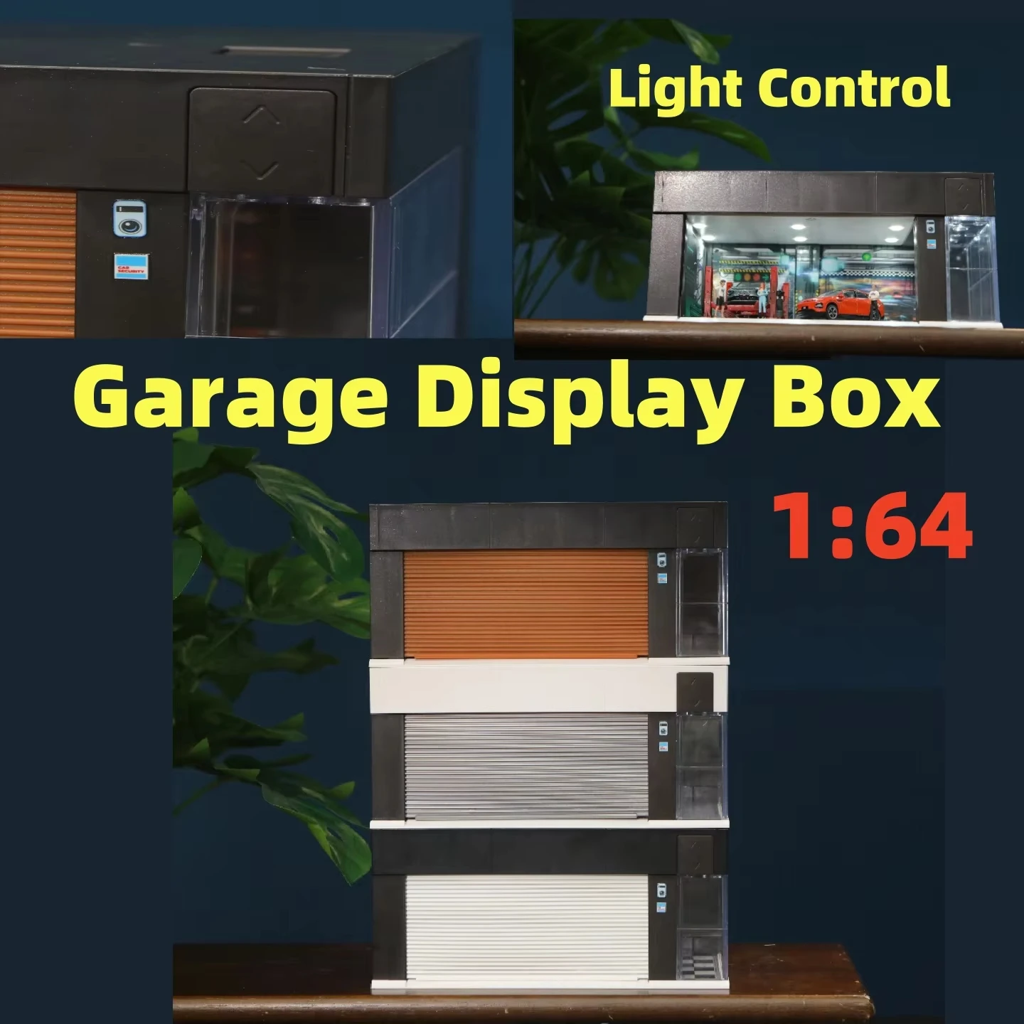 

Garage Display Box Light Control Lifting Electric Rolling Shutter Door 1:64 Car Miniature Scene Voice For Tamiya RC Parts