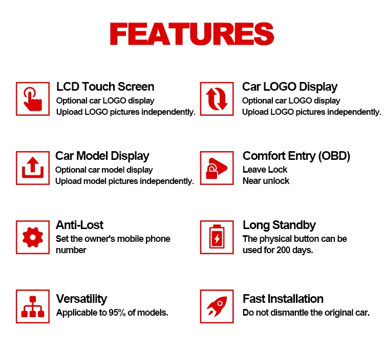 تعديل مفتاح السيارة الذكي عن بعد LCD مع شاشة تعمل باللمس و OBD ، BMW و Benz