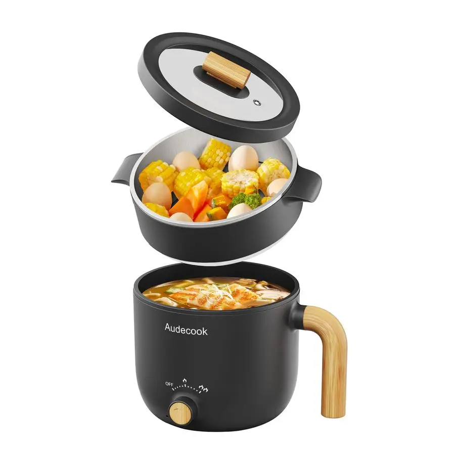 Rapid 1.5L Electric Hot Pot with Steamer and Dual Power Control