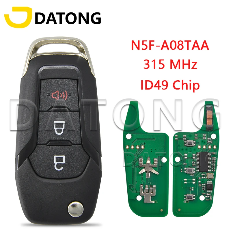 Datong World Car Remote Key Fit For Ford F150-F550 Fusion Explorer N5F-A08TAA ID49Chip 315 Mhz Auto Smart Control HU101 Flip Key