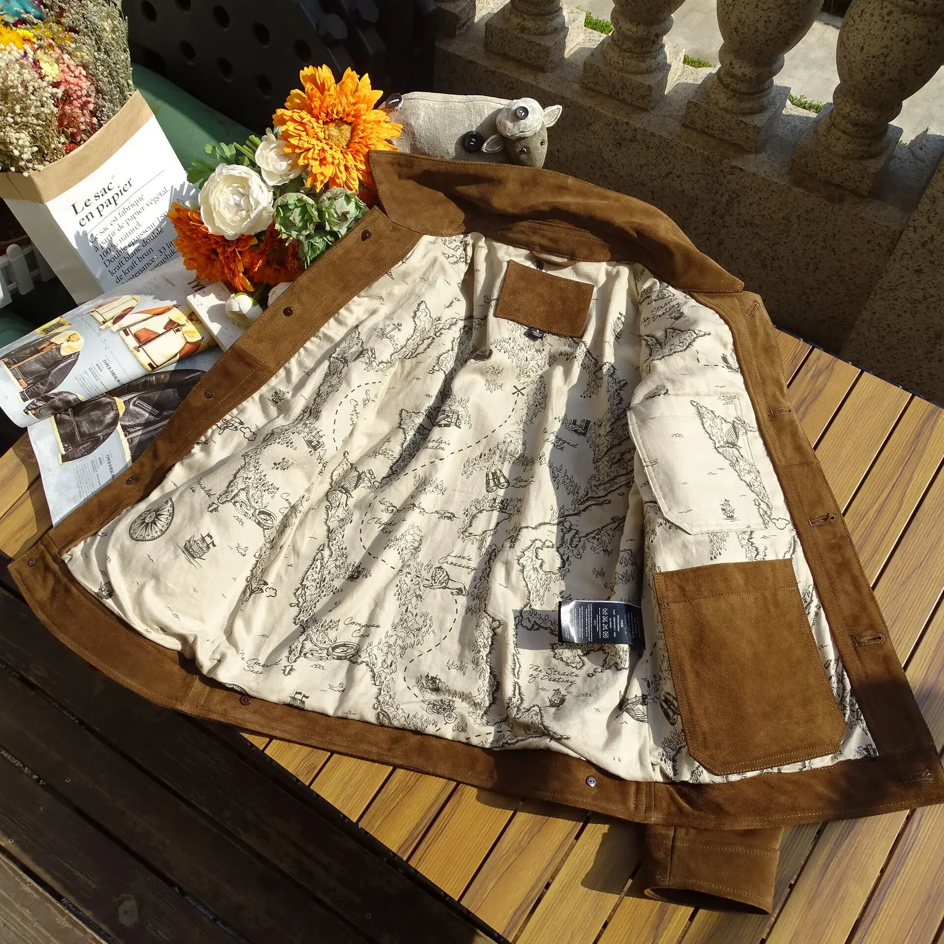 Jaqueta masculina de camurça rancher chocolate ajuste regular estilo cowboy ocidental roupas vintage