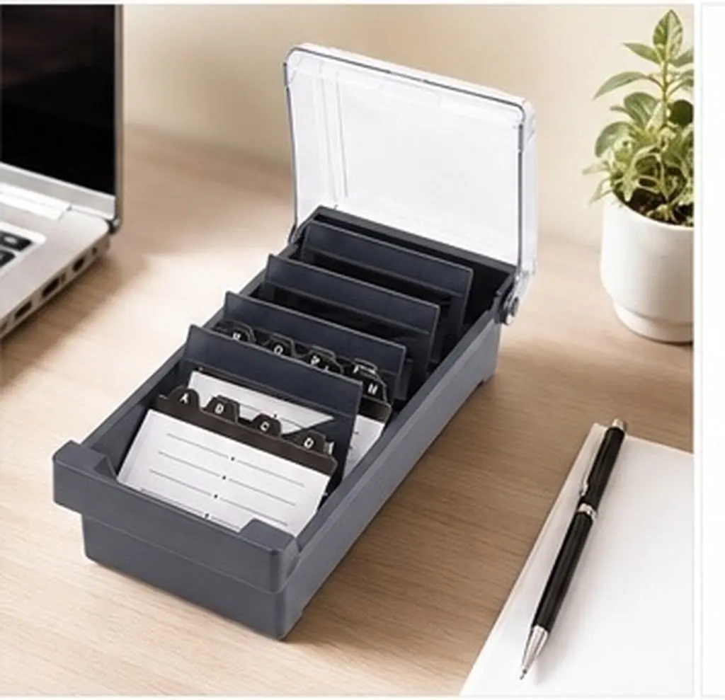 Portable Index Card Holder Organizer Business Card Storage Box Thick Material Large Capacity Office School