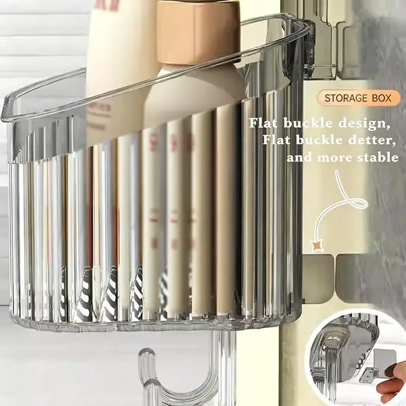 No Drill Suction Cup Bathroom Storage Rack Quick Drain Toothpaste Toothbrush Organizer Wall Mounted Shelf For Kitchen Shower