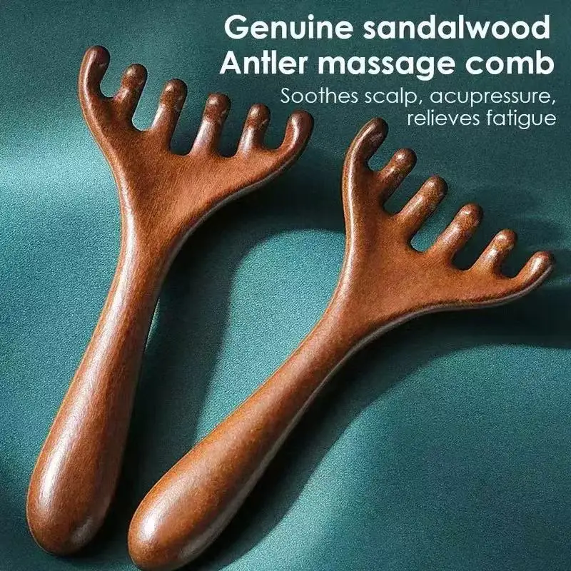 2PC Six-Claw Antler Scalp Massager Comb for Meridian Head Care, Lymphatic & Full-Body Scratching Massage