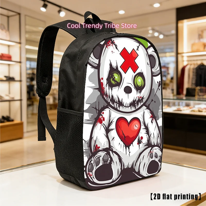 Violent Bear, Lightweight, Large-Capacity Unisex Backpack with Adjustable Shoulder Straps, Side Pockets, Suitable for Casual Wea