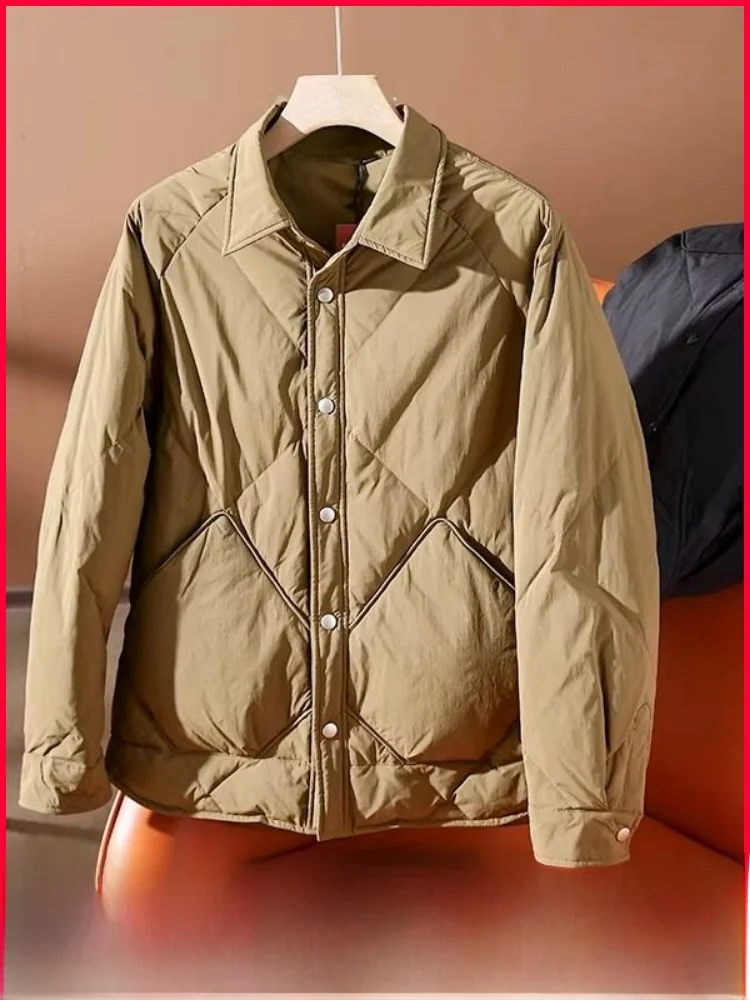 

Винтажная мужская пуховая куртка свободного кроя с 90% пуха, теплая и стильная, для повседневной носки, в японском стиле